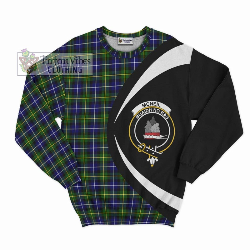 McNeil of Barra Modern Tartan Sweatshirt with Family Crest Circle Style