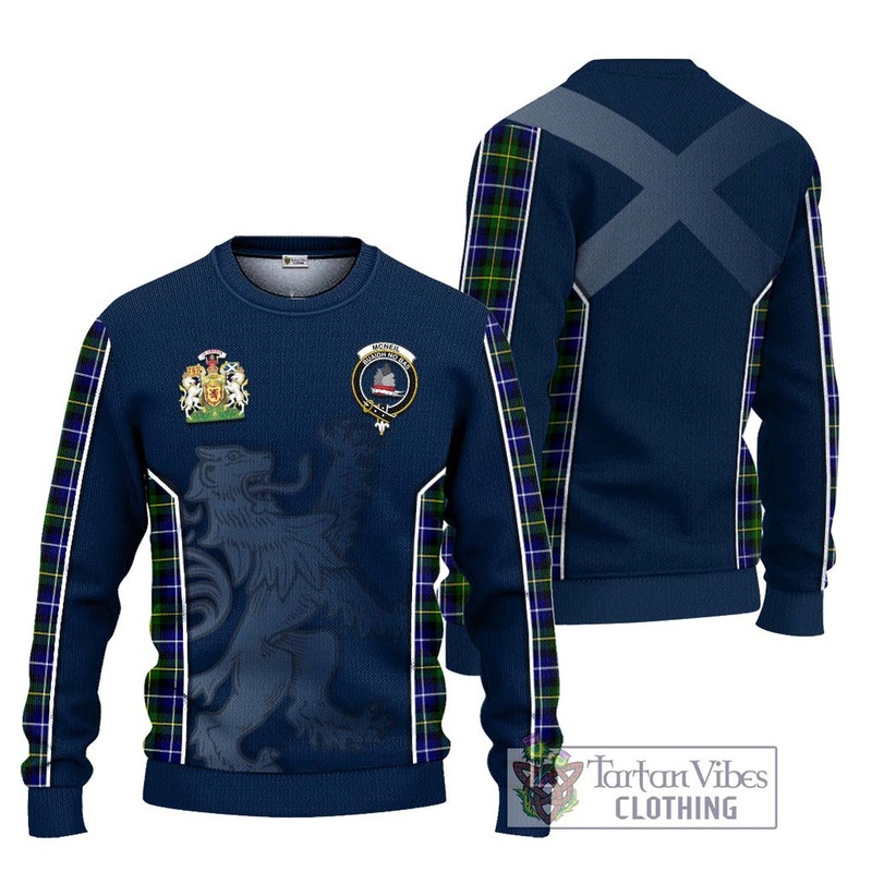 McNeil of Barra Modern Tartan Ugly Sweater with Family Crest and Lion Rampant Vibes Sport Style