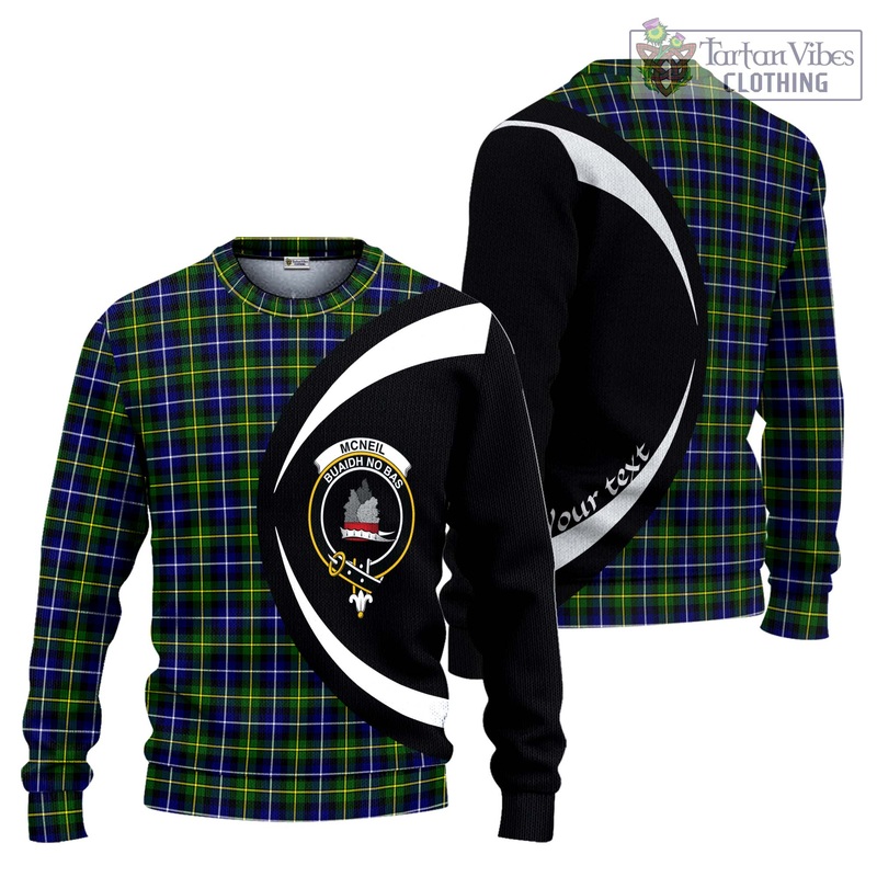 McNeil of Barra Modern Tartan Ugly Sweater with Family Crest Circle Style