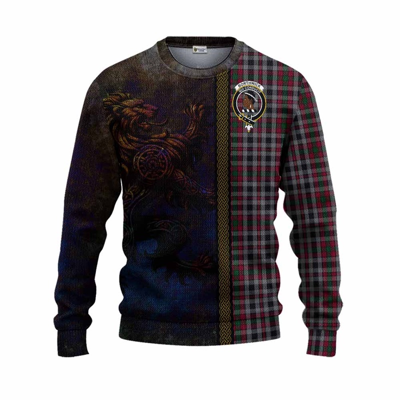 Borthwick Tartan Family Crest Knitted Sweater Alba Gu Brath Be Brave Lion Ancient Style