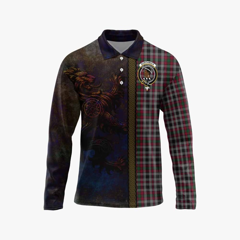 Borthwick Tartan Family Crest Long Sleeve Polo Shirt Alba Gu Brath Be Brave Lion Ancient Style