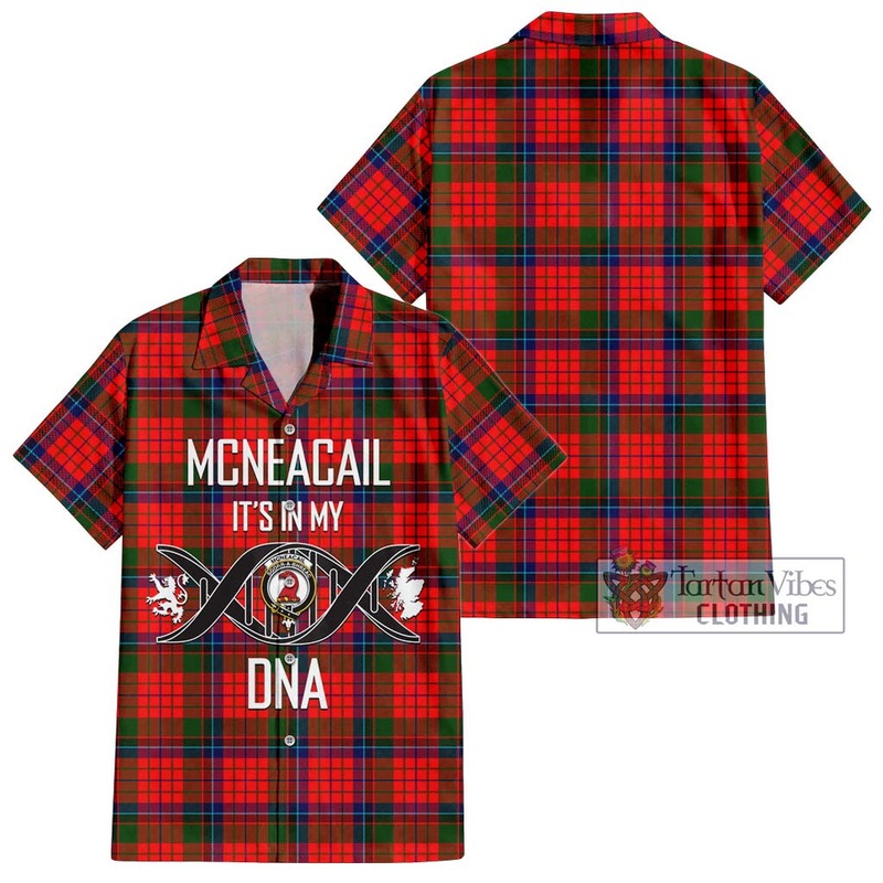 McNeacail of Scorrybreac Tartan Short Sleeve Button Shirt with Family Crest DNA In Me Style