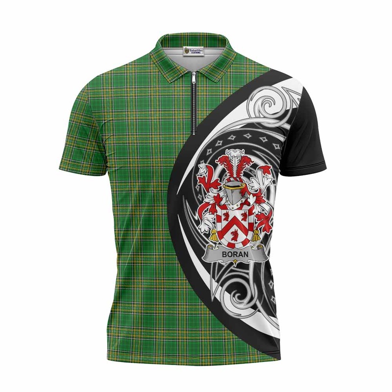 Boran Irish Clan Zipper Polo Shirt Celtic Circle Style