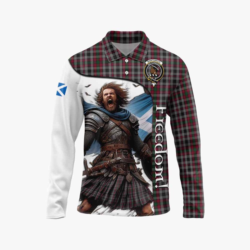 Borthwick Crest Tartan Long Sleeve Polo Shirt Inspired by the Freedom of Scottish Warrior