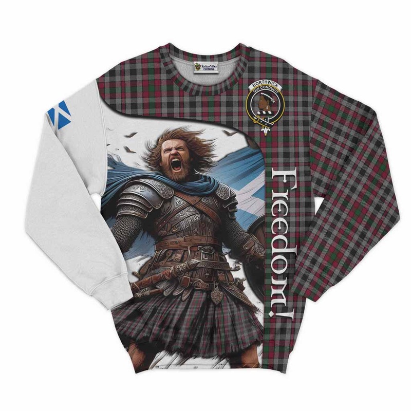 Borthwick Crest Tartan Sweatshirt Inspired by the Freedom of Scottish Warrior