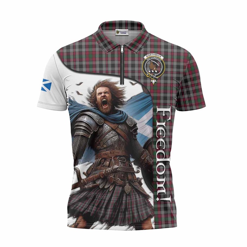 Borthwick Crest Tartan Zipper Polo Shirt Inspired by the Freedom of Scottish Warrior