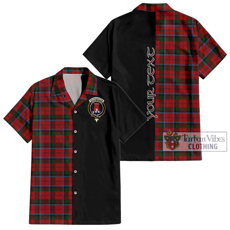 McNaughton Tartan Short Sleeve Button Shirt with Family Crest and Half Of Me Style