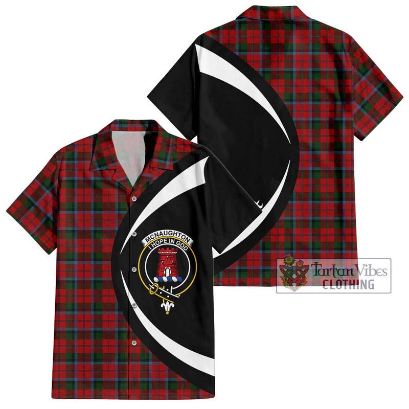 McNaughton Tartan Short Sleeve Button Up with Family Crest Circle Style