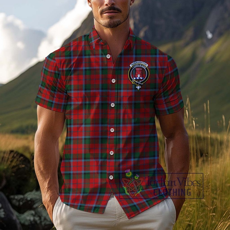McNaughton Tartan Cotton Hawaiian Shirt with Family Crest