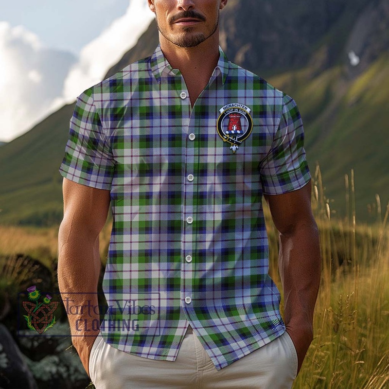 McNachten Dress Tartan Cotton Hawaiian Shirt with Family Crest