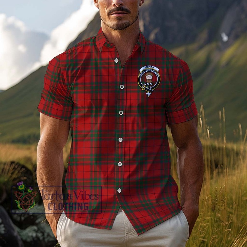 McNab Tartan Cotton Hawaiian Shirt with Family Crest