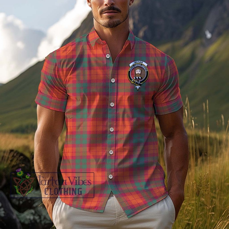 McNab Ancient Tartan Cotton Hawaiian Shirt with Family Crest