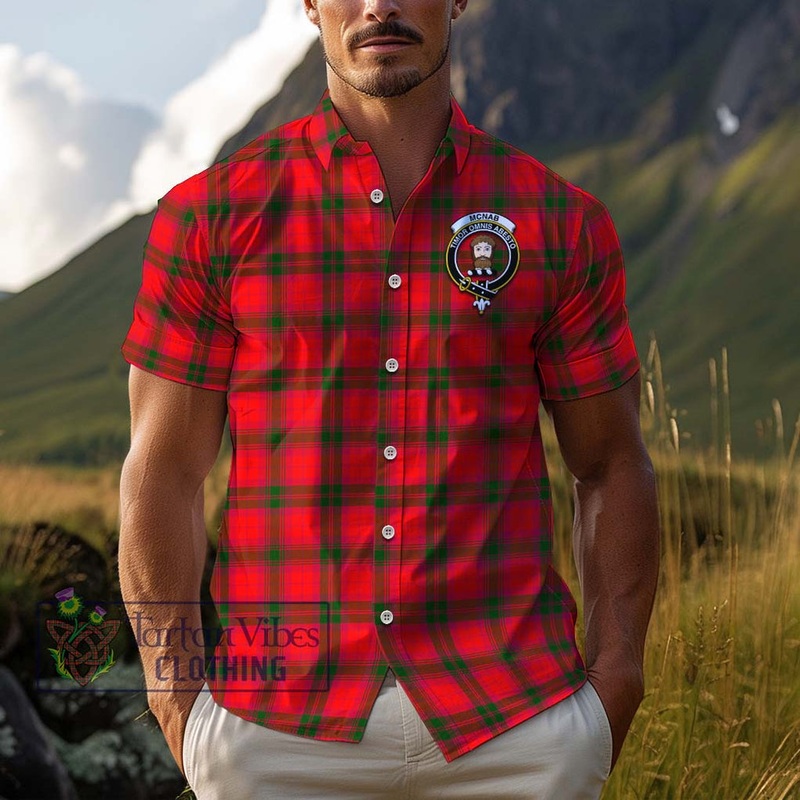 McNab Modern Tartan Cotton Hawaiian Shirt with Family Crest