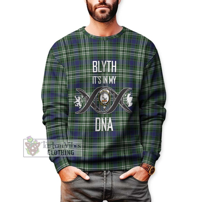 Blyth Tartan Sweatshirt with Family Crest DNA In Me Style