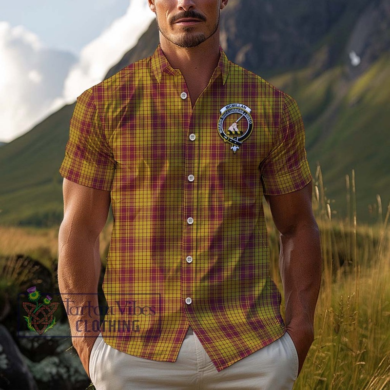 McMillan Dress Tartan Cotton Hawaiian Shirt with Family Crest
