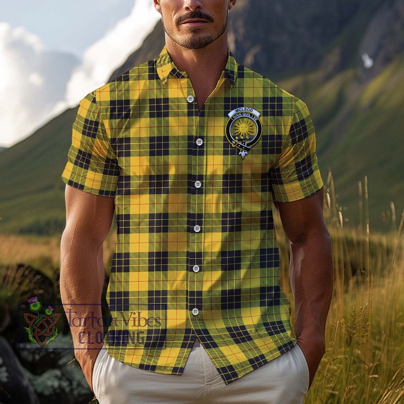McLeod of Lewis Ancient Tartan Cotton Hawaiian Shirt with Family Crest