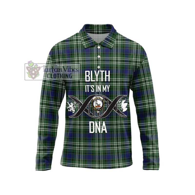 Blyth Tartan Long Sleeve Polo Shirt with Family Crest DNA In Me Style
