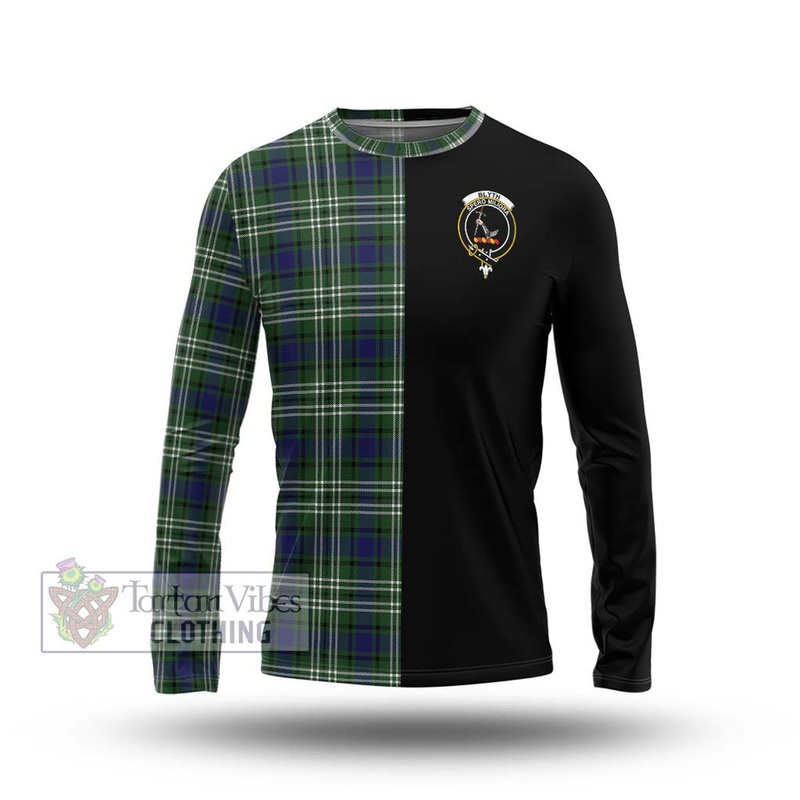 Blyth Tartan Long Sleeve T-Shirt with Family Crest and Half Of Me Style