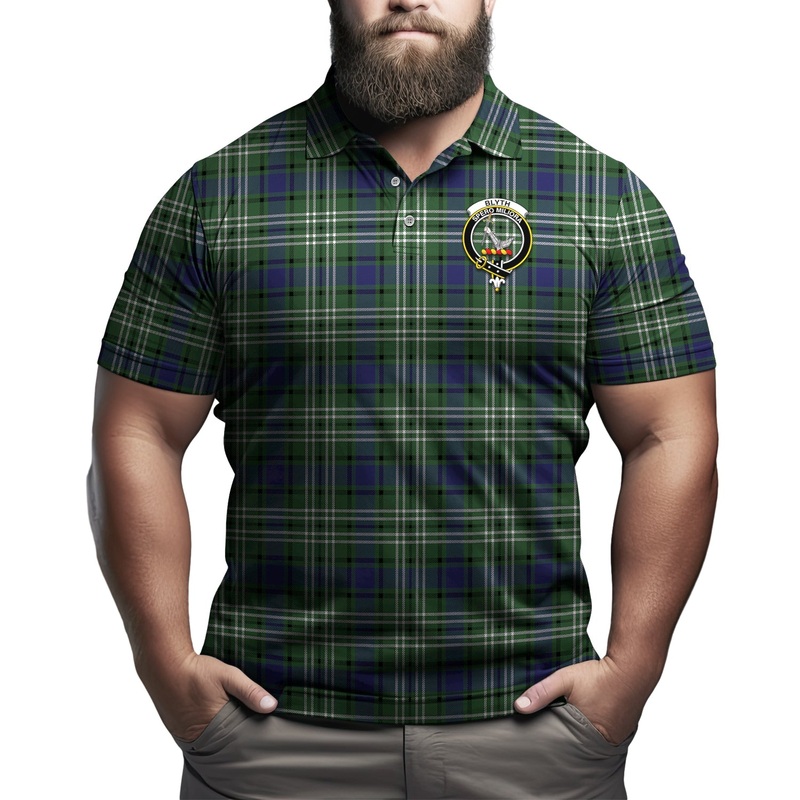 Blyth Tartan Men's Polo Shirt with Family Crest