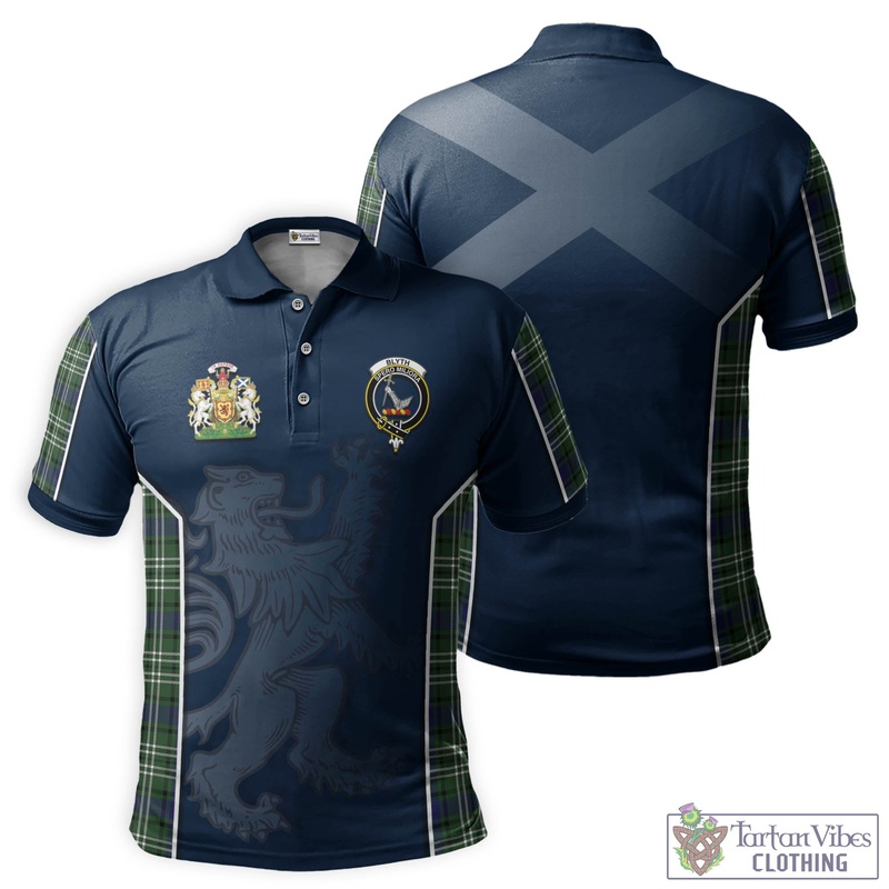 Blyth Tartan Men's Polo Shirt with Family Crest and Lion Rampant Vibes Sport Style