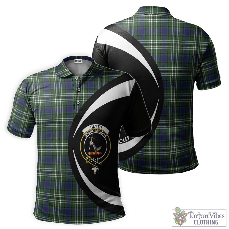 Blyth Tartan Men's Polo Shirt with Family Crest Circle Style