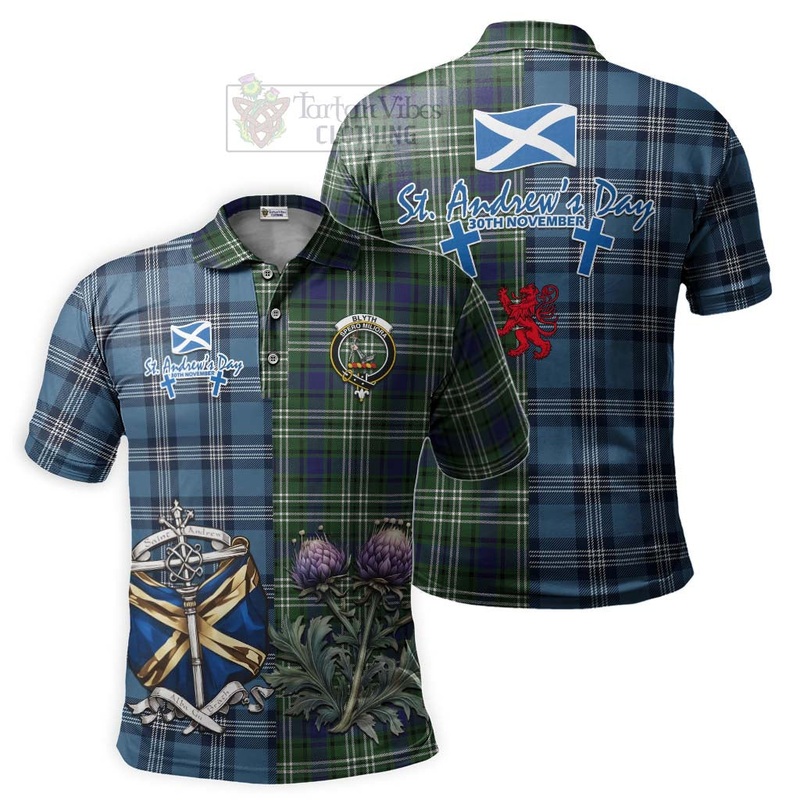 Blyth Tartan Polo Shirt Happy St. Andrew's Day Half Tartan Style