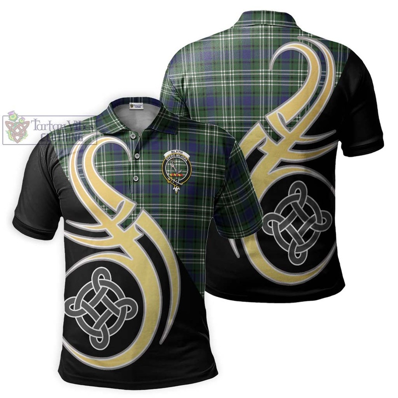 Blyth Tartan Polo Shirt with Family Crest and Celtic Symbol Style