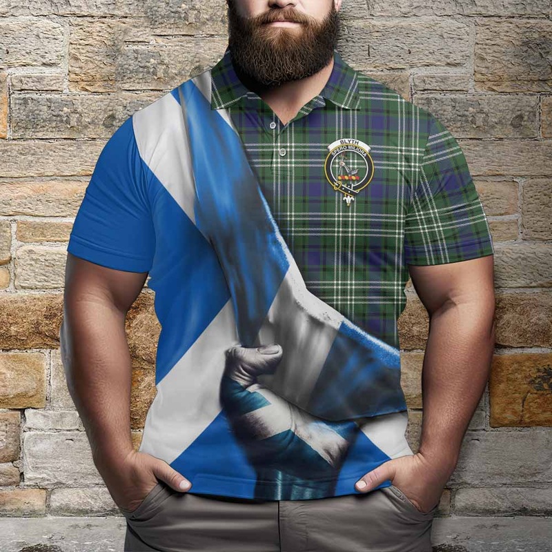 Blyth Tartan Polo Shirt with Family Crest Scotland Patriotic Style