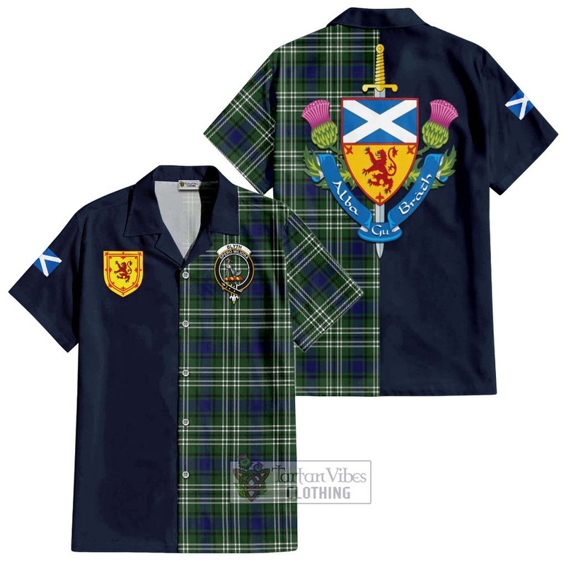 Blyth Tartan Short Sleeve Button Shirt Alba with Scottish Lion Royal Arm Half Style