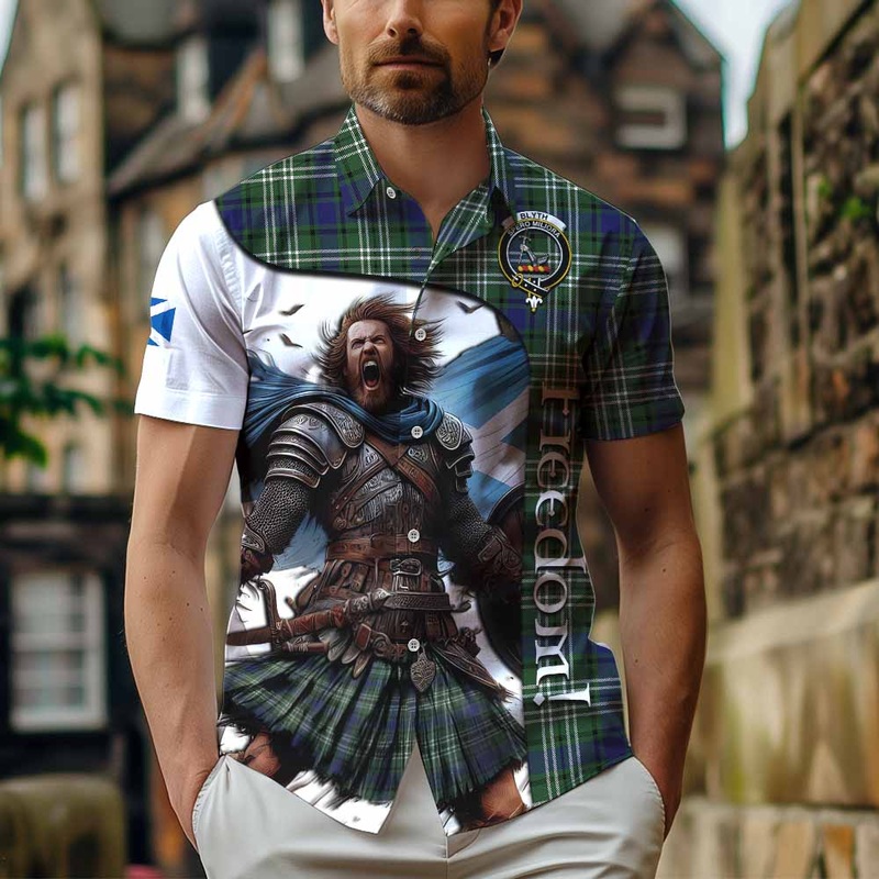 Blyth Crest Tartan Short Sleeve Button Shirt Inspired by the Freedom of Scottish Warrior