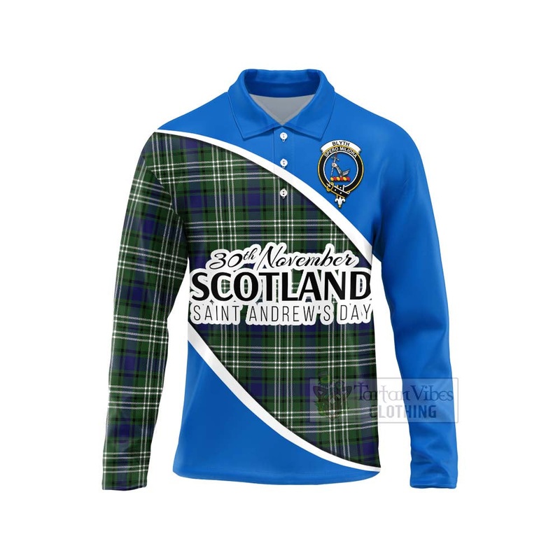 Blyth Family Crest Tartan Long Sleeve Polo Shirt Celebrate Saint Andrew's Day in Style