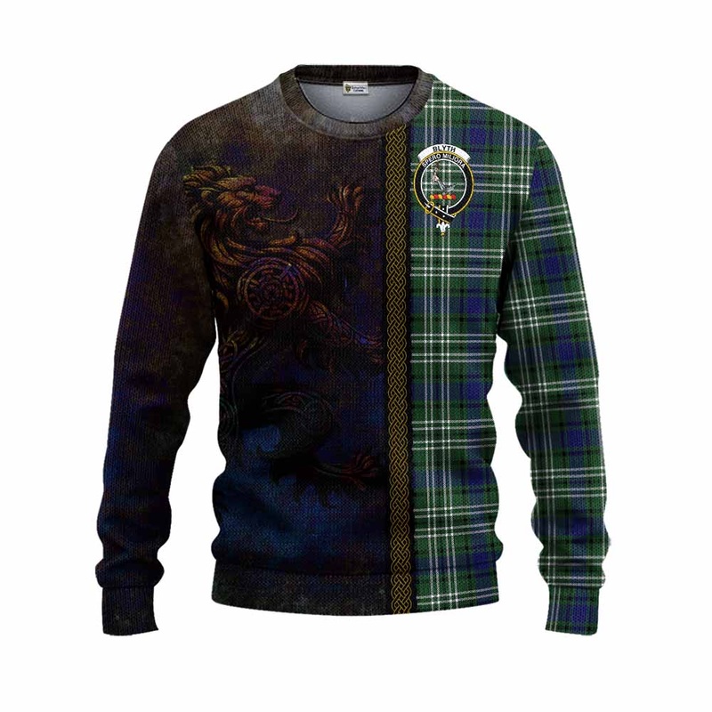 Blyth Tartan Family Crest Knitted Sweater Alba Gu Brath Be Brave Lion Ancient Style