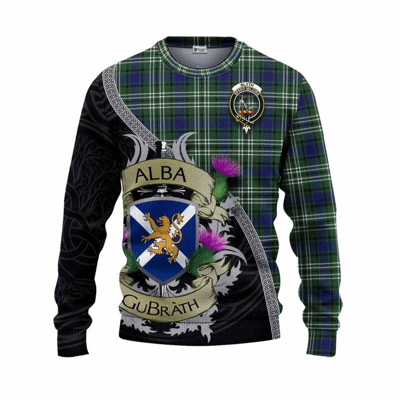 Blyth Tartan Family Crest Knitted Sweater Lion Rampant Royal Thistle Shield Celtic Inspired