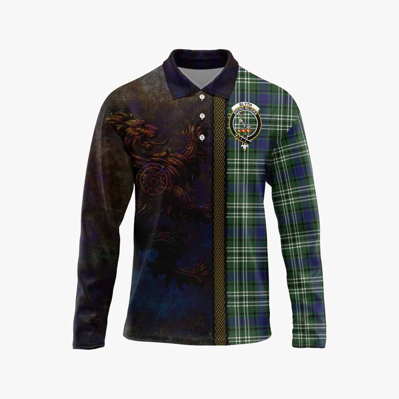 Blyth Tartan Family Crest Long Sleeve Polo Shirt Alba Gu Brath Be Brave Lion Ancient Style