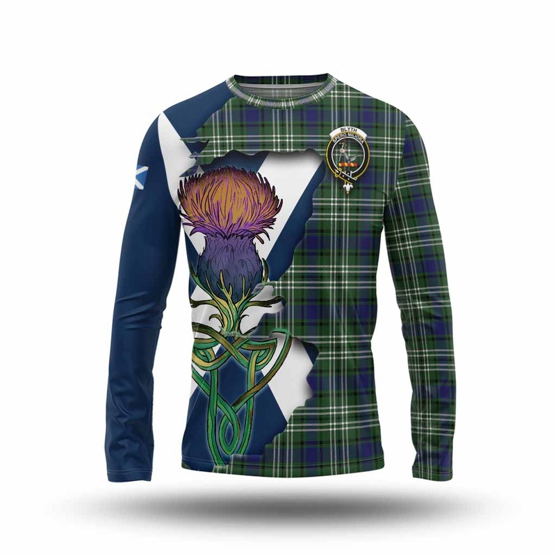 Blyth Tartan Family Crest Long Sleeve T-Shirt Scottish Thistle Celtic Inspired