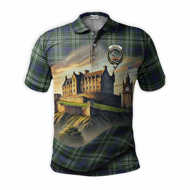 Blyth Tartan Family Crest Polo Shirt with Scottish Ancient Castle Style
