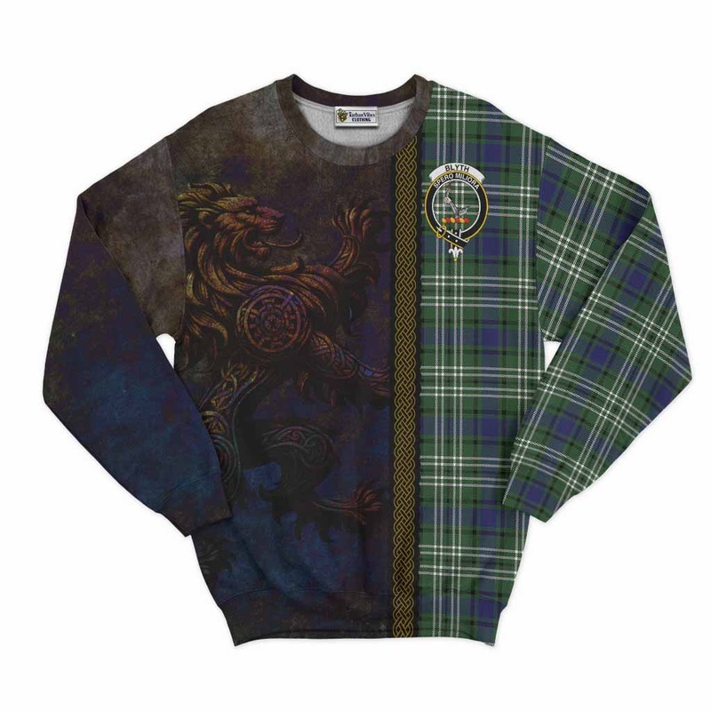 Blyth Tartan Family Crest Sweatshirt Alba Gu Brath Be Brave Lion Ancient Style