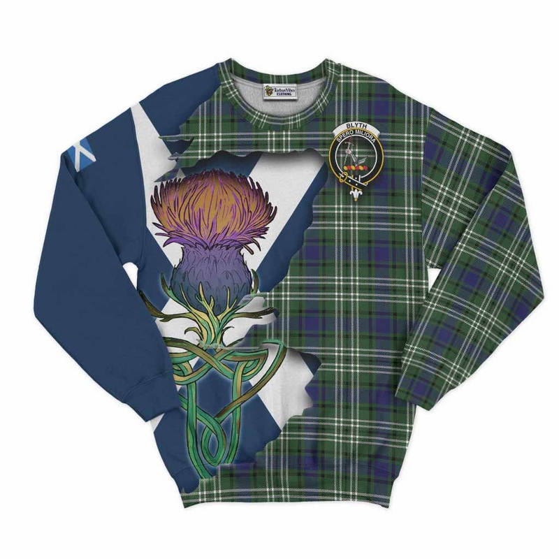 Blyth Tartan Family Crest Sweatshirt Scottish Thistle Celtic Inspired