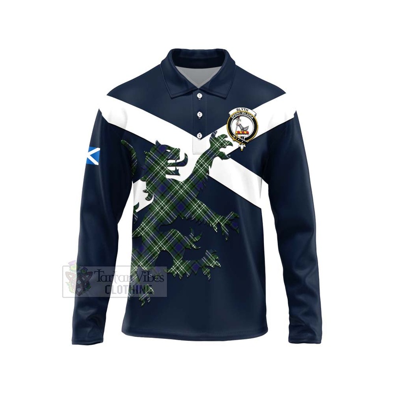 Blyth Tartan Lion Rampant Long Sleeve Polo Shirt  Proudly Display Your Heritage with Alba Gu Brath and Clan Name
