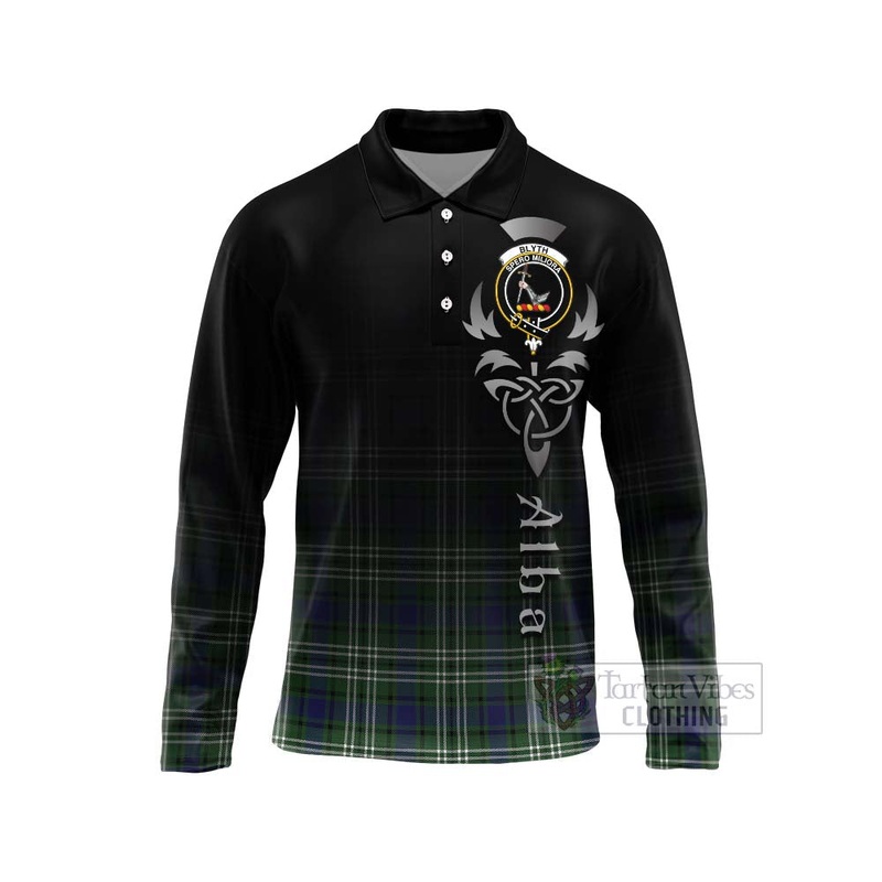 Blyth Tartan Long Sleeve Polo Shirt Featuring Alba Gu Brath Family Crest Celtic Inspired