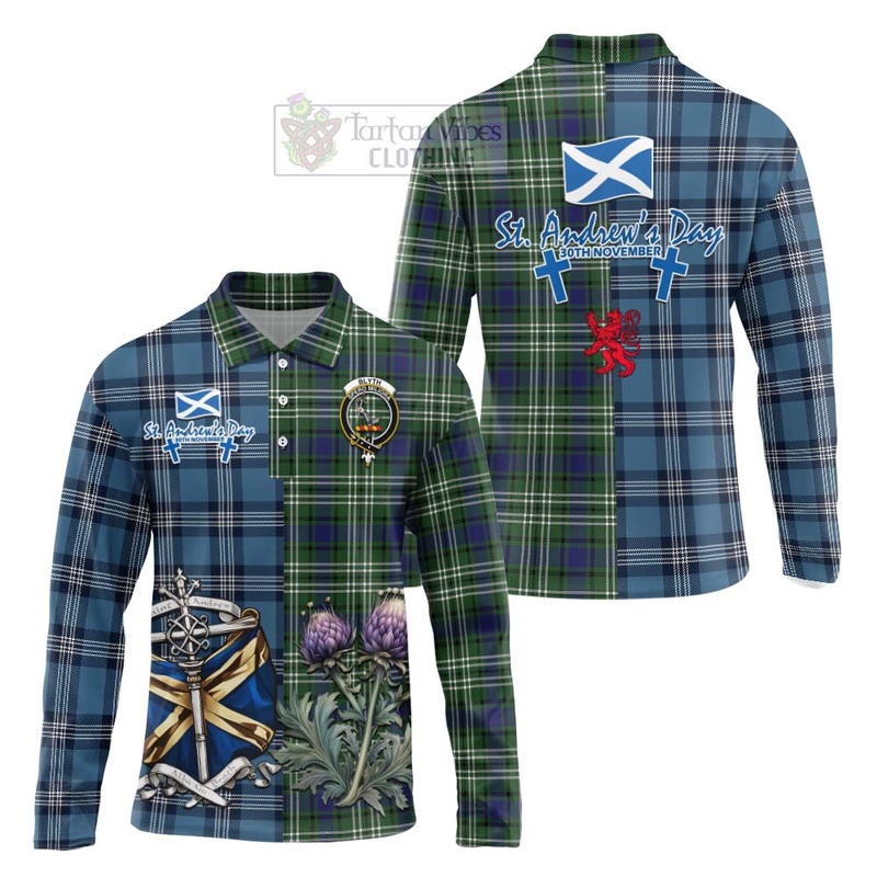 Blyth Tartan Long Sleeve Polo Shirt Happy St. Andrew's Day Half Tartan Style