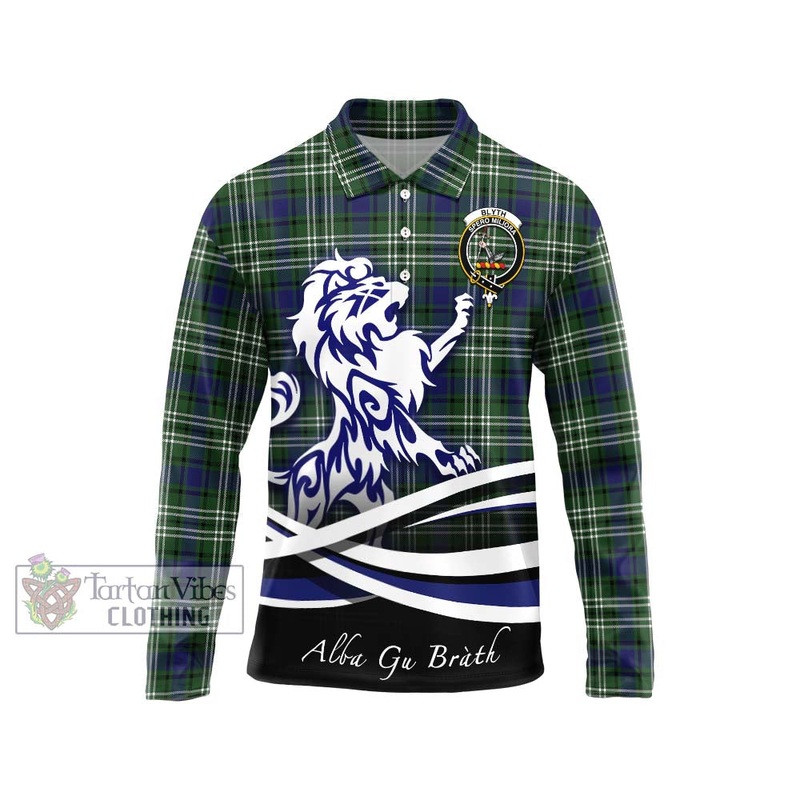 Blyth Tartan Long Sleeve Polo Shirt with Alba Gu Brath Regal Lion Emblem