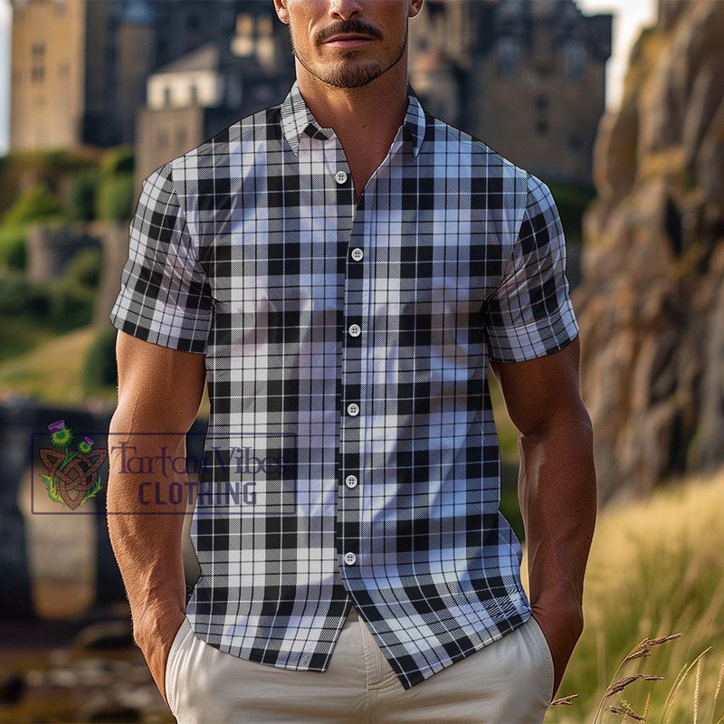 McLeod Black and White Tartan Cotton Hawaiian Shirt