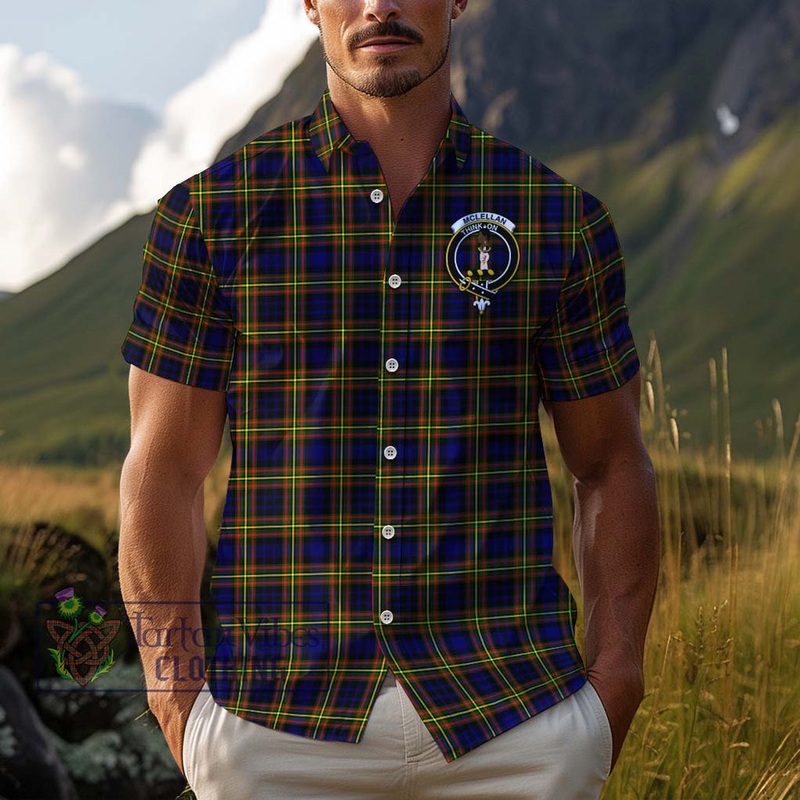 McLellan Modern Tartan Cotton Hawaiian Shirt with Family Crest