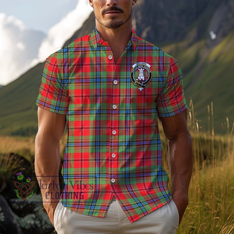 McLean of Duart Modern Tartan Cotton Hawaiian Shirt with Family Crest