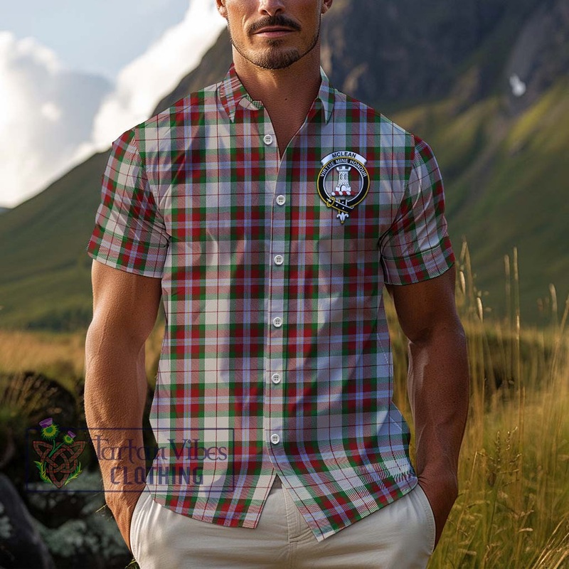 McLean Dress Tartan Cotton Hawaiian Shirt with Family Crest