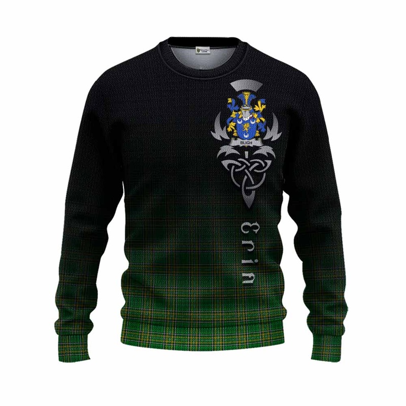 Bligh Irish Clan Knitted Sweater with Coat of Arms Erin Go Bragh Celtic Inspired