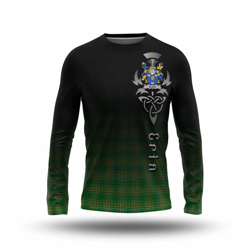 Bligh Irish Clan Long Sleeve T-Shirt with Coat of Arms Erin Go Bragh Celtic Inspired