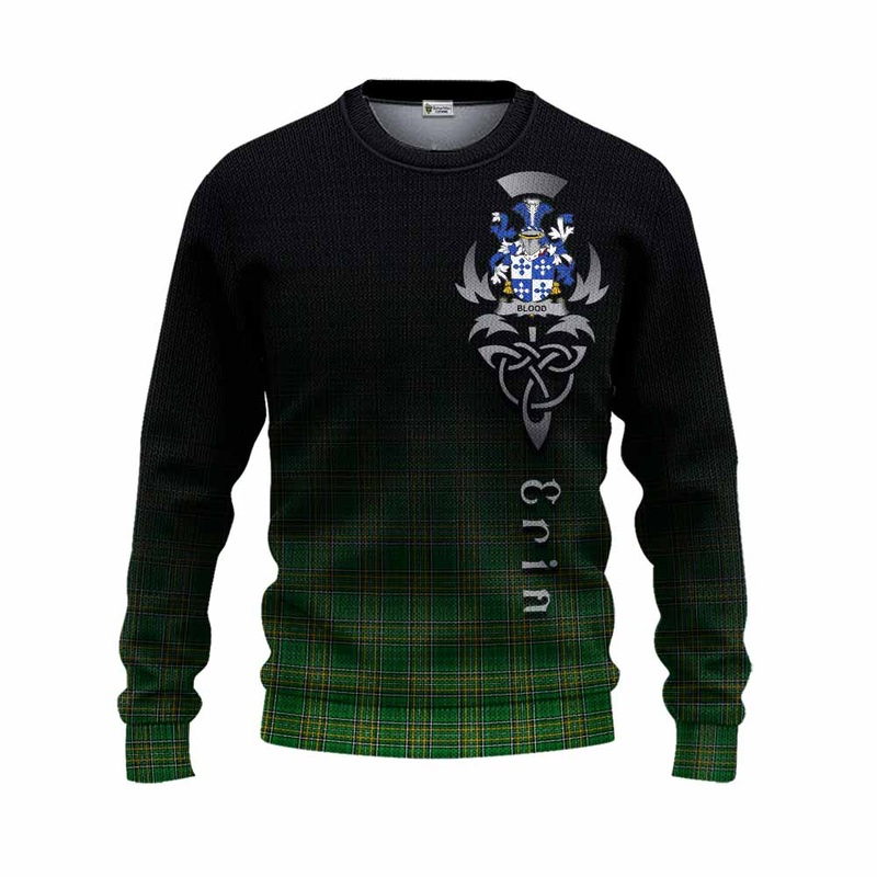 Blood Irish Clan Knitted Sweater with Coat of Arms Erin Go Bragh Celtic Inspired