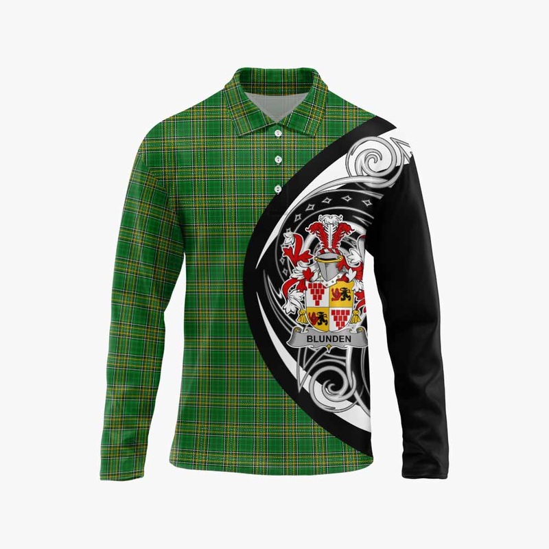 Blunden Irish Clan Long Sleeve Polo Shirt Celtic Circle Style